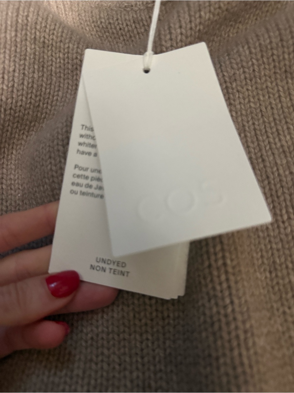 COS NWT Chunky 100% Pure Cashmere Funnel Neck Sweater in Undyed Cream/Tan - Picture 6 of 10